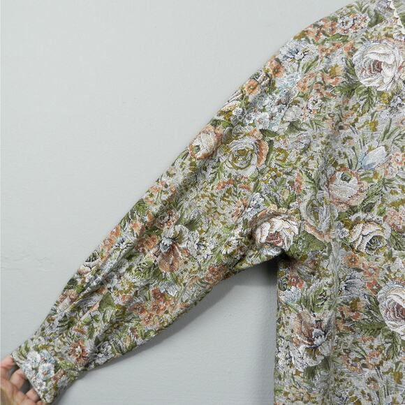 Vtg Bill Blass English Floral Shirt Sz L‎ Lace Trim Collar Long Sleeve Button Up - Picture 6 of 11